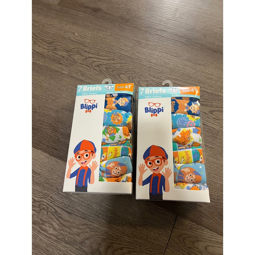 Blippi Boys 7 Pack‎ Briefs Underwear 100% Combed Cotton Size 4T Multi Color New